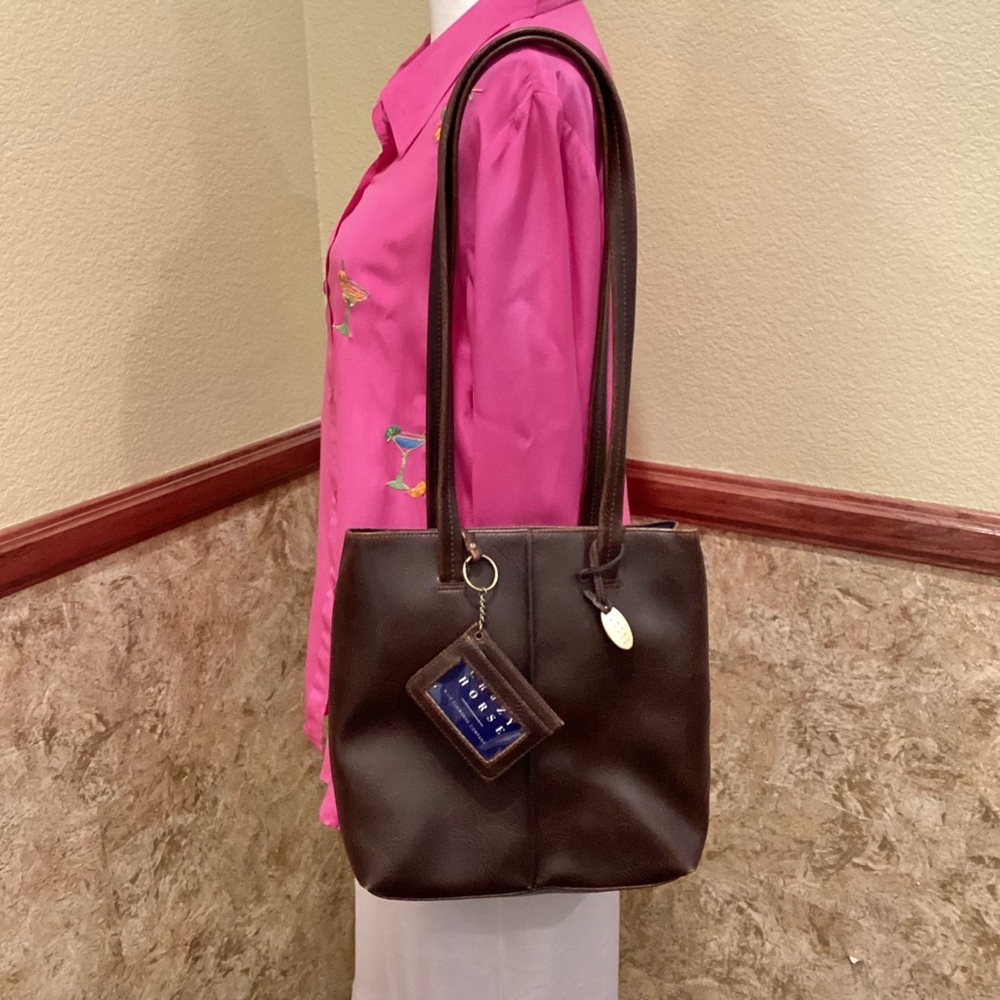 Crazy Horse Handbag Shoulder Bag Liz Claiborne Brown Vegan Purse